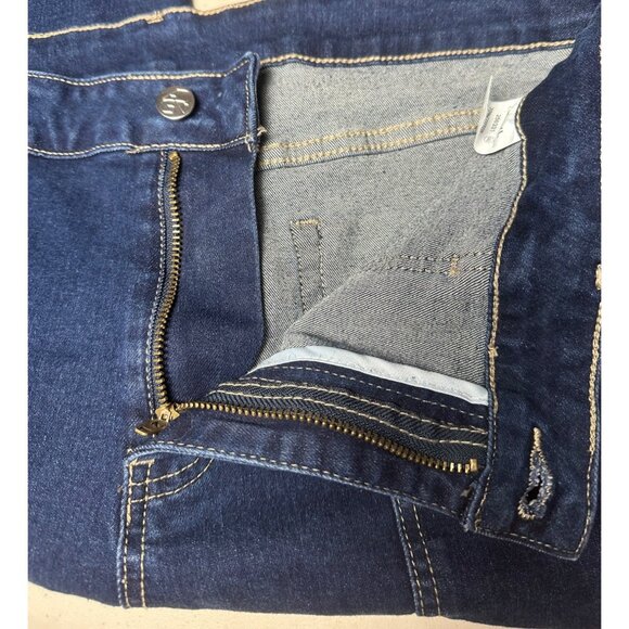 Womens Cropped Wide Leg Jeans XL High Waist Pants Dark Wash Stretch - Picture 5 of 7